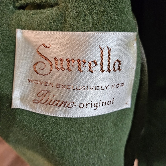 Vintage 60s Surrella by Diane coat, olive green wool coat with real fur collar - Picture 4 of 6